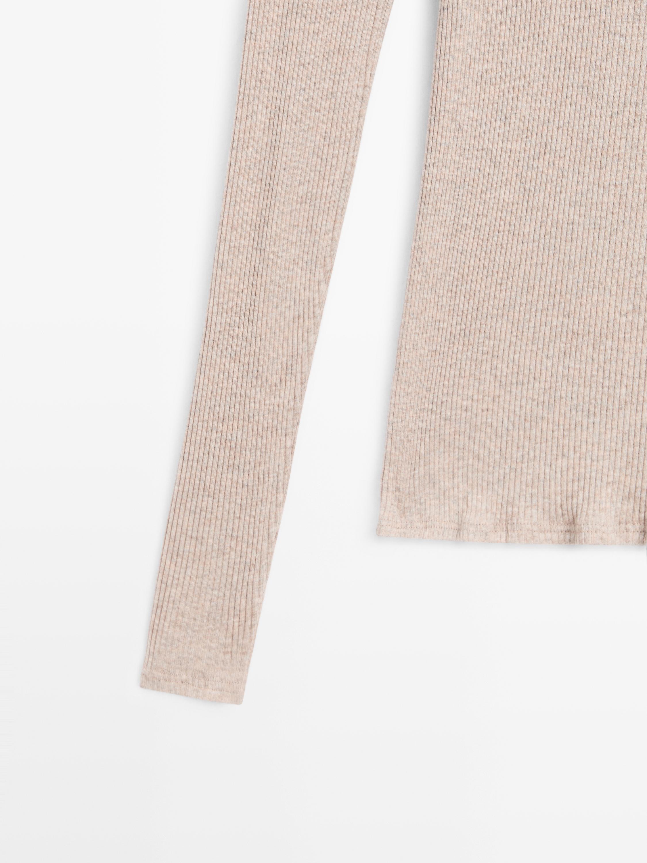 Long sleeve T-shirt with ribbed detail